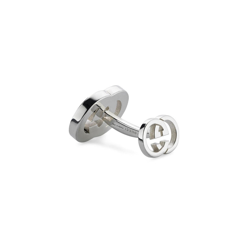 GUCCI INTERLOCKING G CUFFLINKS SILVER&BLACK ENAMEL YBE815048001