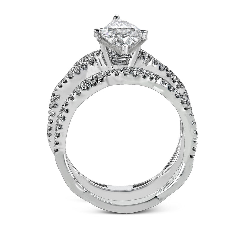 Marquise - cut Criss - cross Engagement Ring & Matching Wedding Band in 18k Gold with Diamonds - Simon G. Jewelry