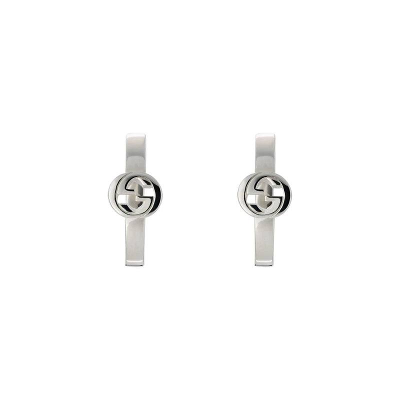 GUCCI INTERLOCKING  G EARRINGS 17.5MM SILVER