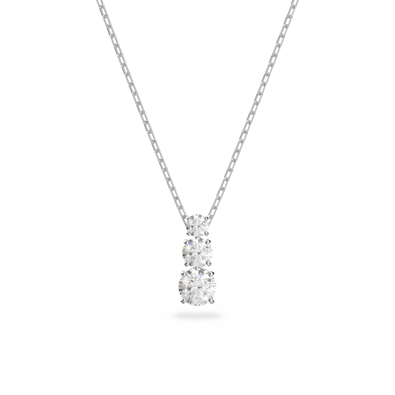 Swarovski Attract Trilogy pendant, Round cut, White, Rhodium