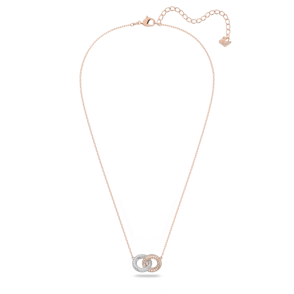 SWAROVSKI STONE NECKLACE, INTERTWINED CIRCLES, WHITE, ROSE GOLD-TONE PLATED 5414999