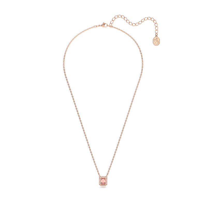 SWAROVSKI MILLENIA NECKLACE, OCTAGON CUT, PINK, ROSE GOLD-TONE PLATED 5614933