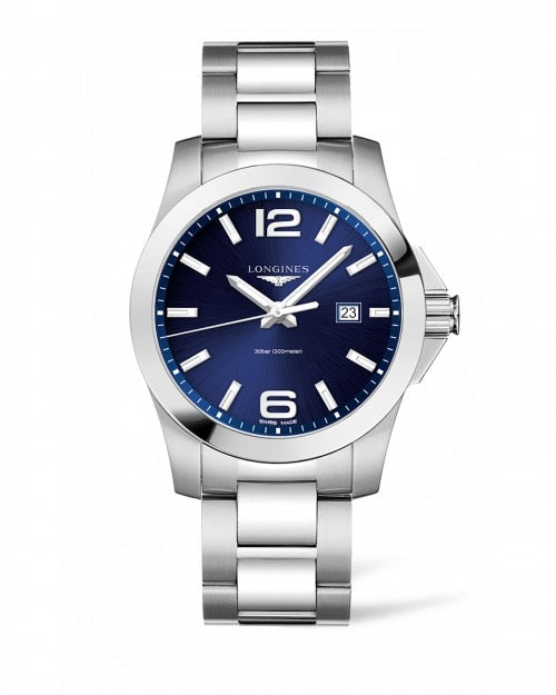 LONGINES CONQUEST 43MM BLUE DIAL STAINLESS STEEL L37604966 - Moments Watches & Jewelry