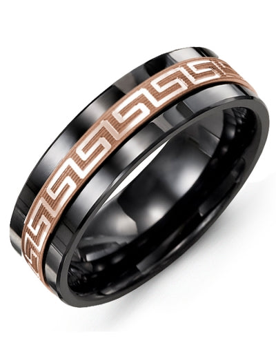 MADANI MEN'S ANCIENT GREEK KEY PATTERN WEDDING BAND  MAJ710CP MAJ710CP