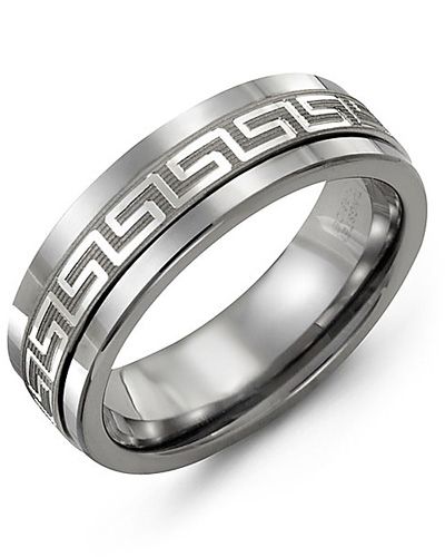 Madani Men's Ancient Greek Key Pattern Wedding Band MAJ710BW – Finch ...