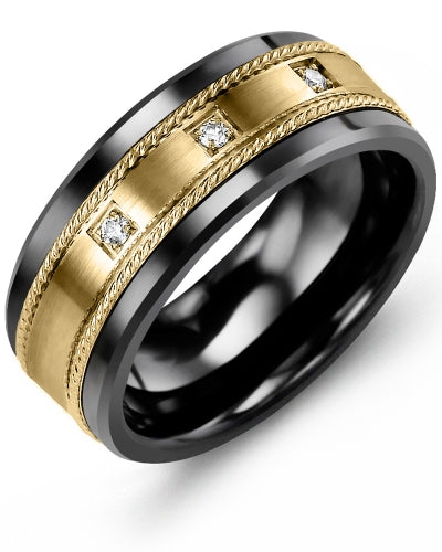 MADANI MEN'S ROPE DESIGN SPACED DIAMOND WEDDING RING MDQ910CY-6R MDQ910CY-6R