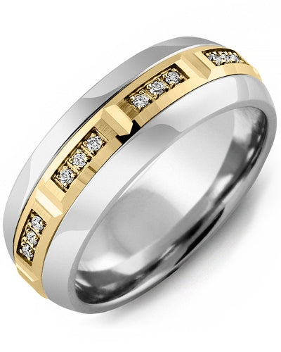 MADANI MEN'S & WOMEN'S BRUSH BEVELED DIAMOND WEDDING BAND MFA810AY-12R MFA810AY-12R