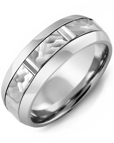 Madani Men's & Women's Hammer Diamond Cut Wedding Band MFH810AW