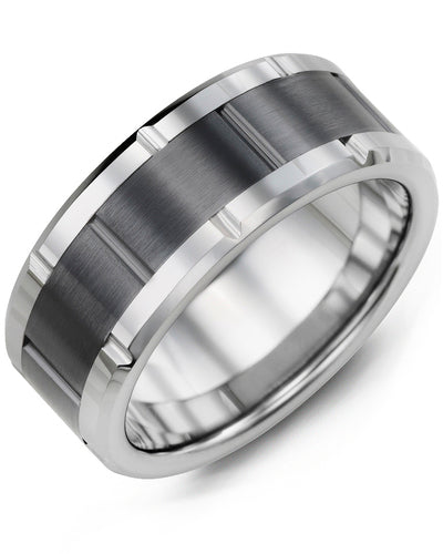 MADANI MEN'S GROOVED TUNGSTEN & CERAMIC WEDDING RING MHA900TC MHA900TC