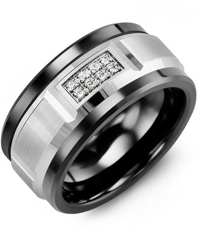 MADANI MEN'S WIDE BEVELED DIAMOND WEDDING RING MKS110CW-8R MKS110CW-8R