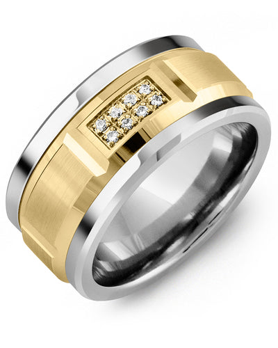 MADANI MEN'S WIDE BEVELED DIAMOND WEDDING RING MKS110TY-8R MKS110TY-8R