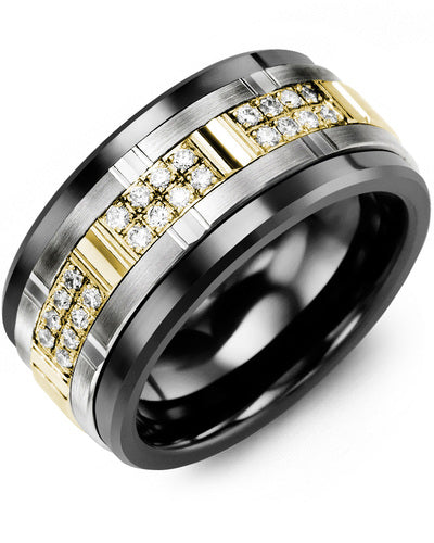 MADANI MEN'S MULTI WIDE GROOVED RING WITH DIAMONDS MLO110CN-24R MLO110CN-24R