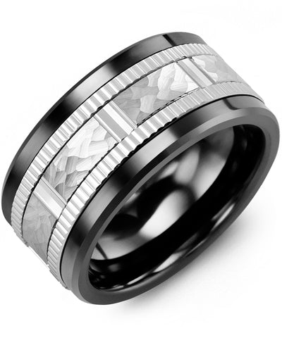 MADANI MEN'S HAMMER DESIGN ETERNITY EDGES WEDDING RING MLQ110CW MLQ110CW