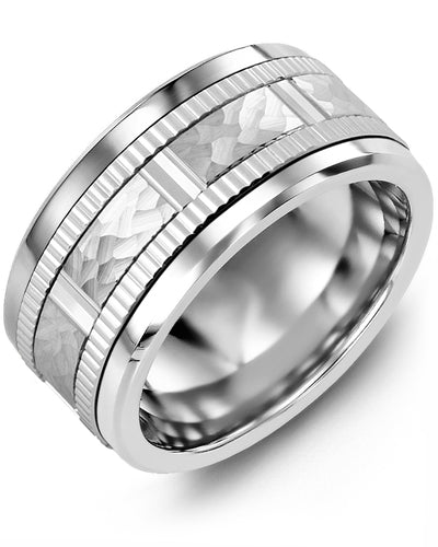 MADANI MEN'S HAMMER DESIGN ETERNITY EDGES WEDDING RING MLQ110TW MLQ110TW