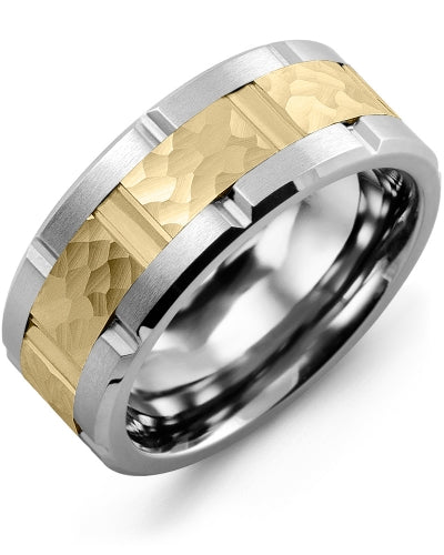 MADANI MEN'S HAMMER GROOVED WEDDING RING MQF910GY MQF910GY