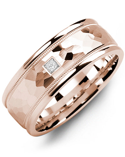 MADANI MEN'S HAMMER ACCENTS MILGRAIN DIAMOND WEDDING BAND MSV810PP-5P MSV810PP-5P