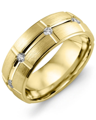 MADANI MEN'S DOME ACCENTS PATTERN DIAMOND WEDDING BAND MYB810YY-40R MYB810YY-40R