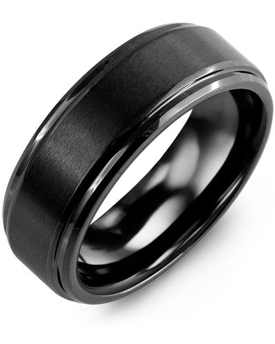 MADANI MEN'S BRUSHED CERAMIC POLISHED EDGES WEDDING BAND RGA800CC RGA800CC