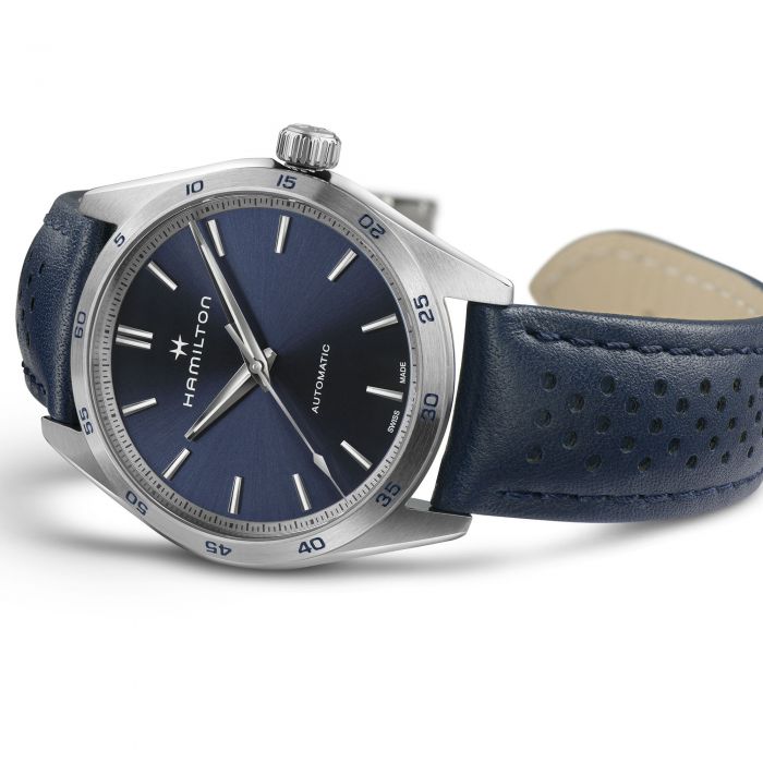 HAMILTON JAZZMASTER PERFORMER AUTO - Blue Dial w Leather Strap H36215640