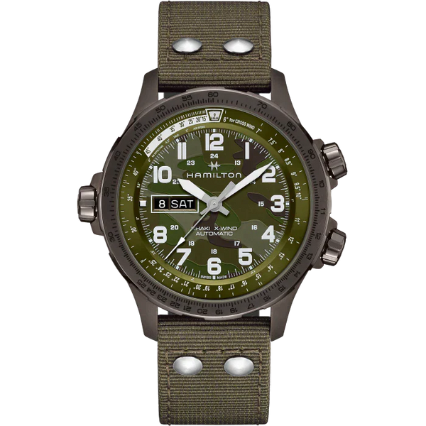 HAMILTON  KHAKI AVIATION X-WIND DAY DATE AUTO H77775960